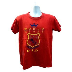 Vintage World Class Dad T Shirt Size Large Red Single Stitched USA